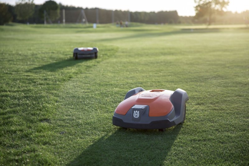 Husqvarna robotic mower on golf course